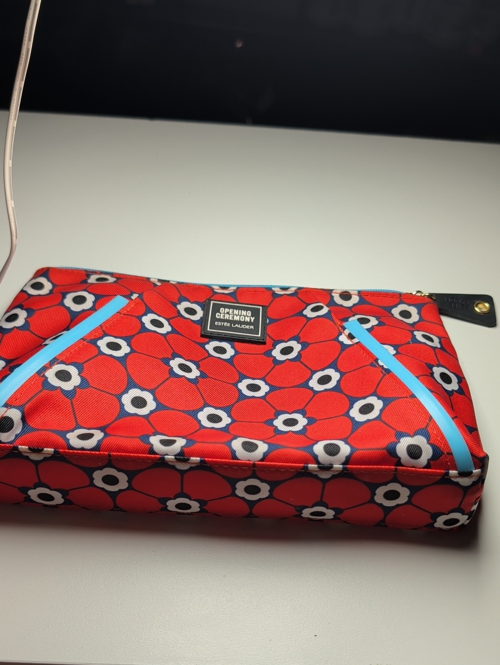 Opening Ceremony Estee Lauder Red Floral Zip Make Up Pouch